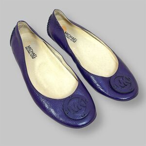 Michael Kors Shoes Womens 7 Purple Leather Driving Flats Slip On Ballet MK Logo